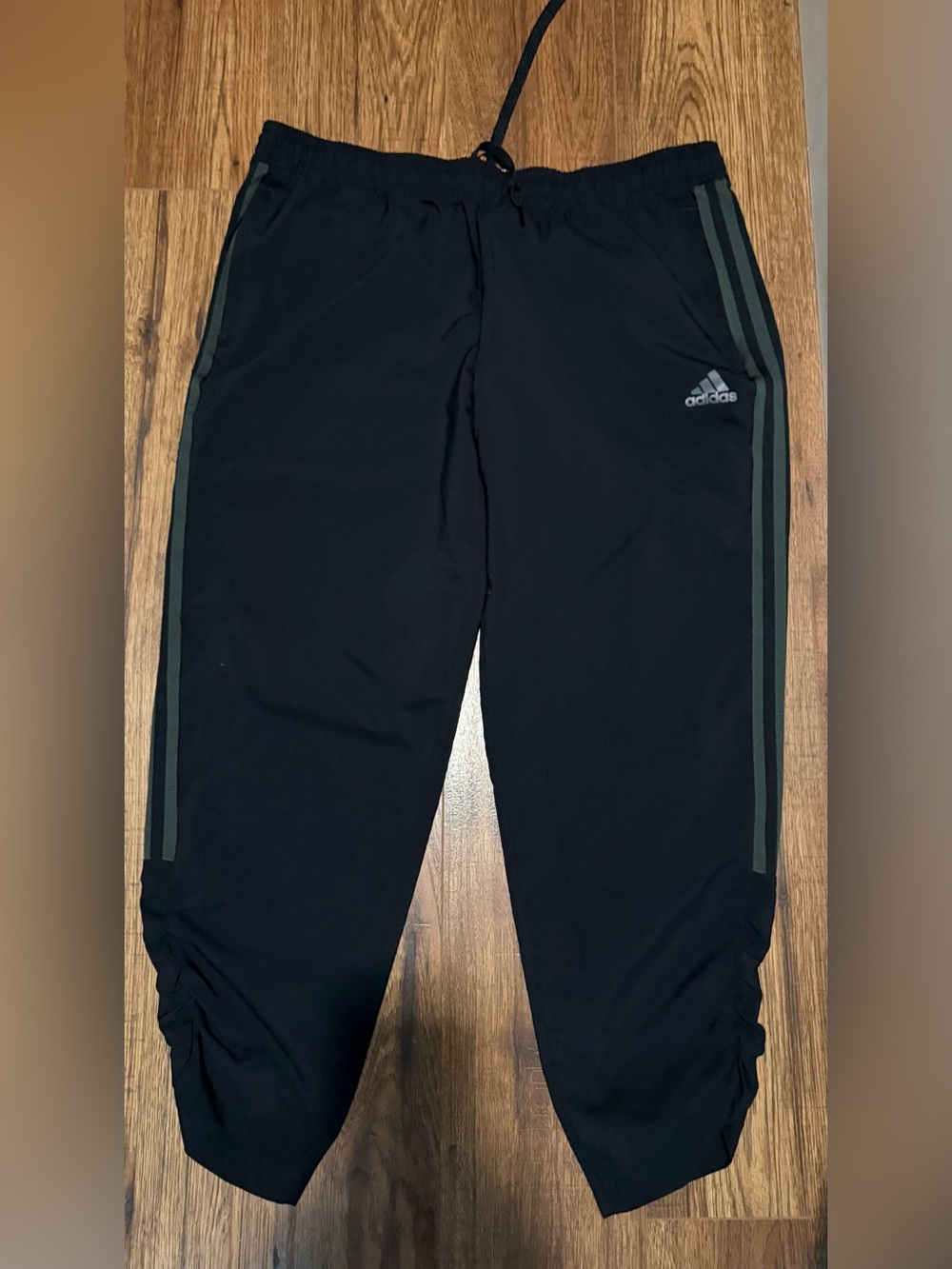 adidas Black track pants with grey Side Stripes -woman’s L